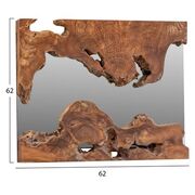 Oglinda de perete, lemn masiv de teak, nuanta natur, 62x62x5 cm