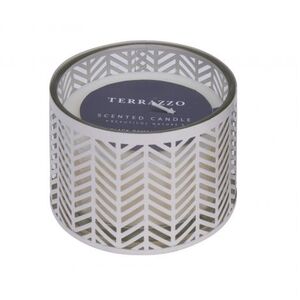 Lumanare parfumata, Black Pomegranate , in suport metalic alb