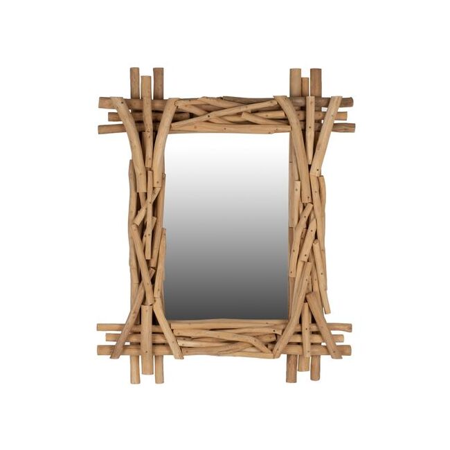 Oglinda de perete, lemn masiv de teak, natur, 100x80 cm