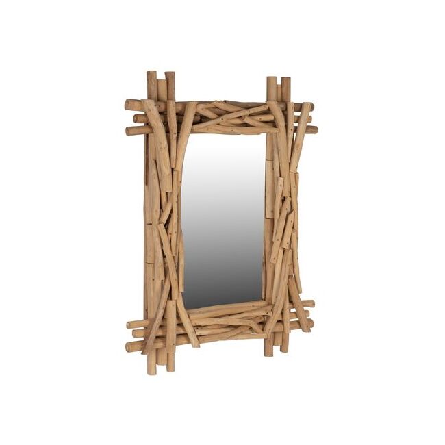 Oglinda de perete, lemn masiv de teak, natur, 100x80 cm
