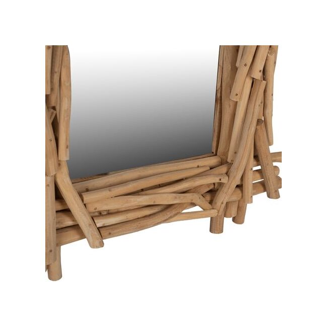 Oglinda de perete, lemn masiv de teak, natur, 100x80 cm