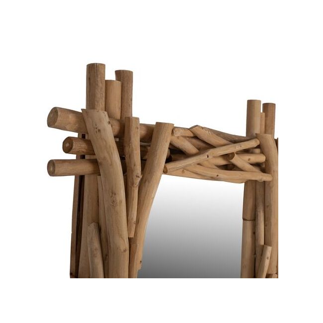 Oglinda de perete, lemn masiv de teak, natur, 100x80 cm
