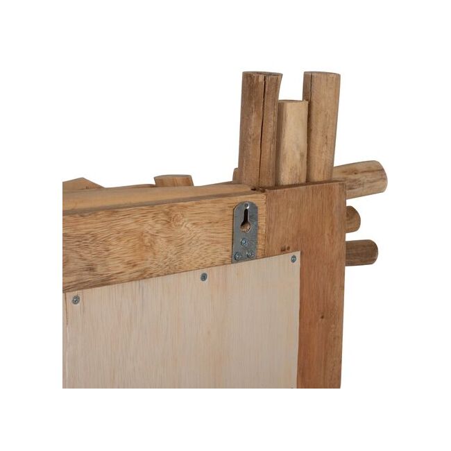 Oglinda de perete, lemn masiv de teak, natur, 100x80 cm