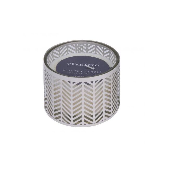 Lumanare parfumata, Black Pomegranate , in suport metalic alb