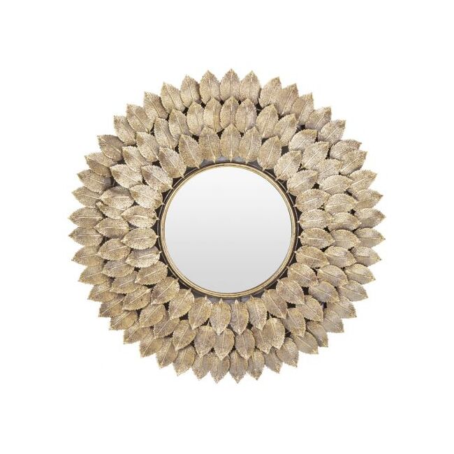 Oglinda de perete, model petale, auriu, 94x4 cm